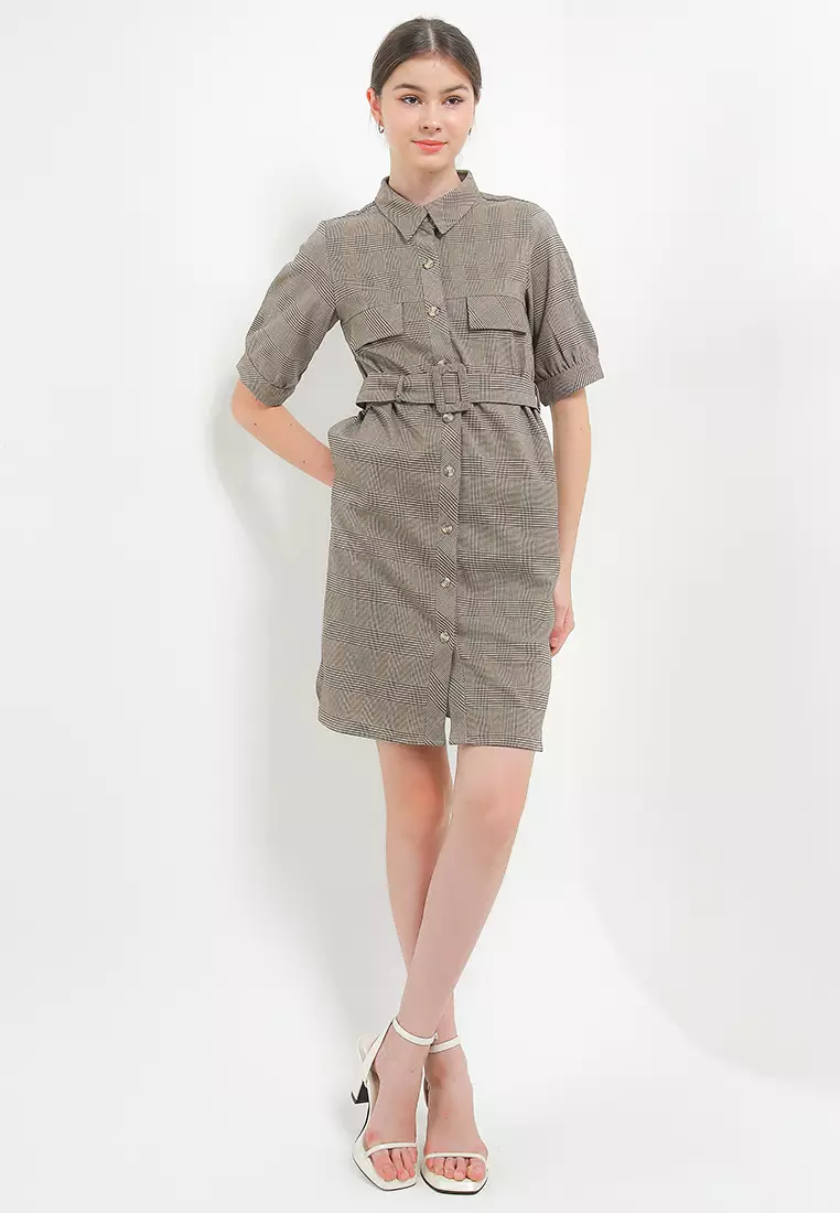 Button Down Belted Dress