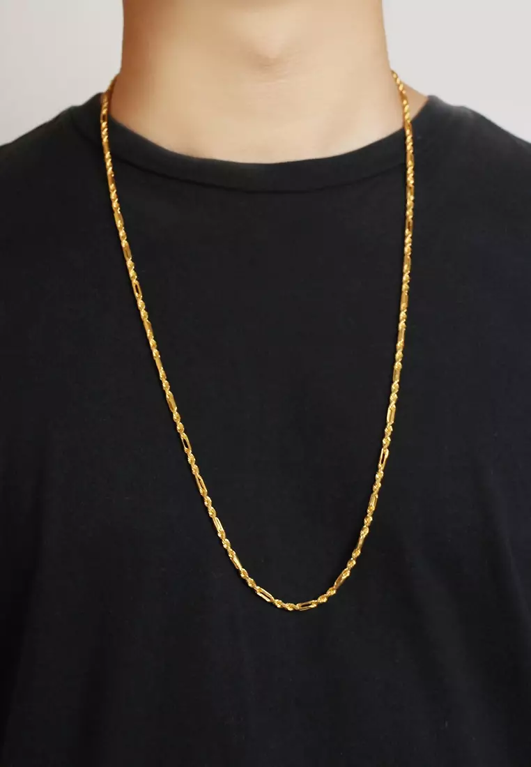 TOMEI Twisted Cable Long Chain, Yellow Gold 916 (Unisex-75cm)