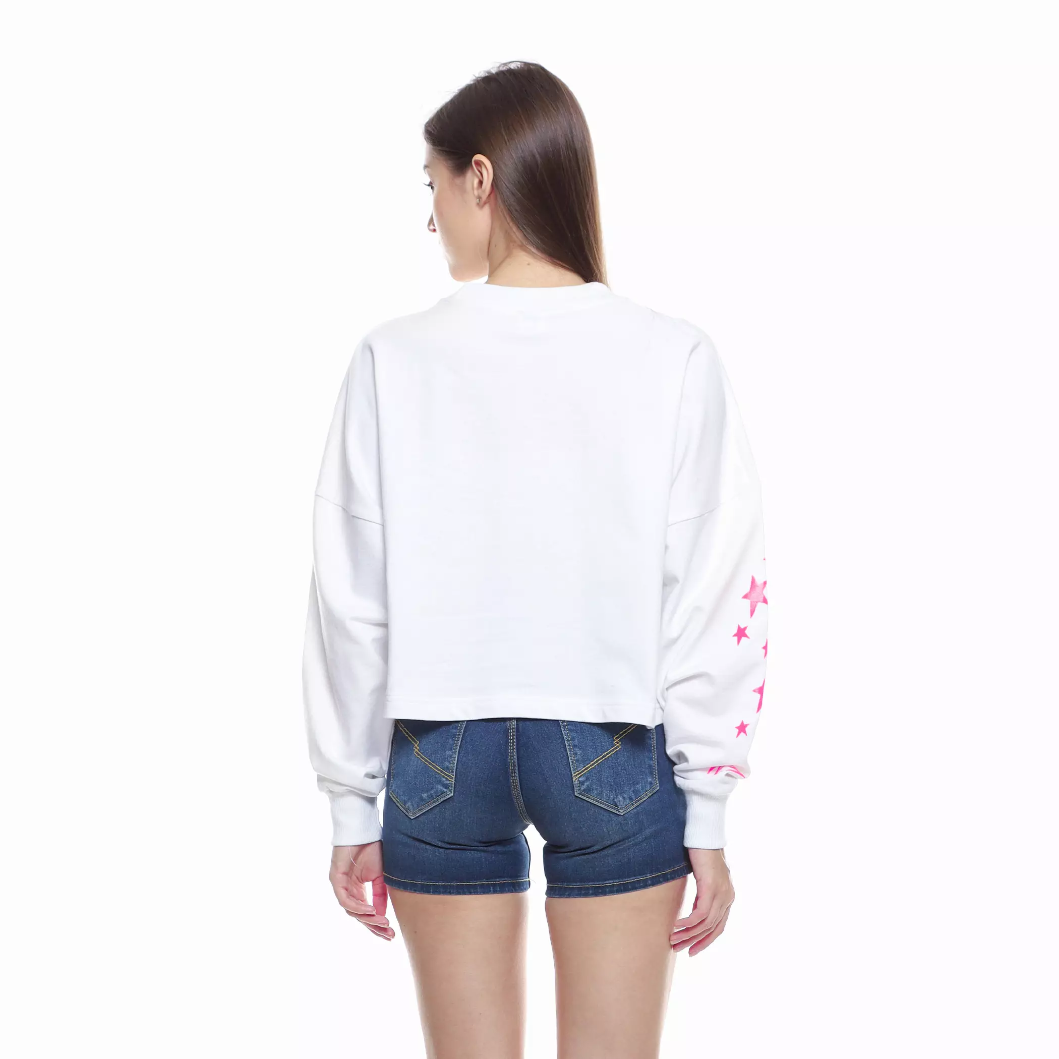Enough For Today - Sweater Crewneck Crop Oversize Wanita Putih WalkingStar