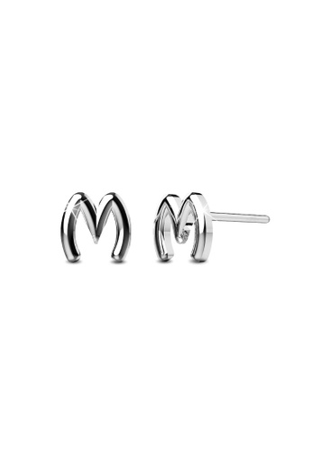 925 Signature silver 925 SIGNATURE Solid 925 Sterling Silver Initial Alphabet Personalised Stud Earrings- M 62A9CACD57DBC6GS_1