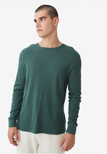 Cotton On green Textured Long Sleeve T-Shirt 4F168AAE0D94D3GS_1