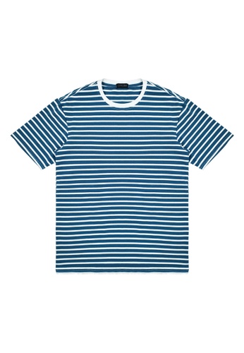 DRUM white and blue DRUM Colour Stripe Tee- Blue 40658AAD8AA43AGS_1