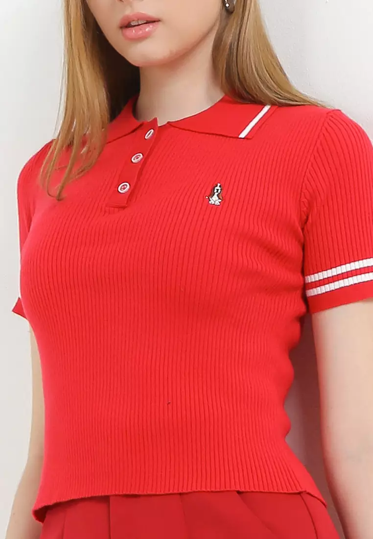 Felicia Polo Crop Knit Polo