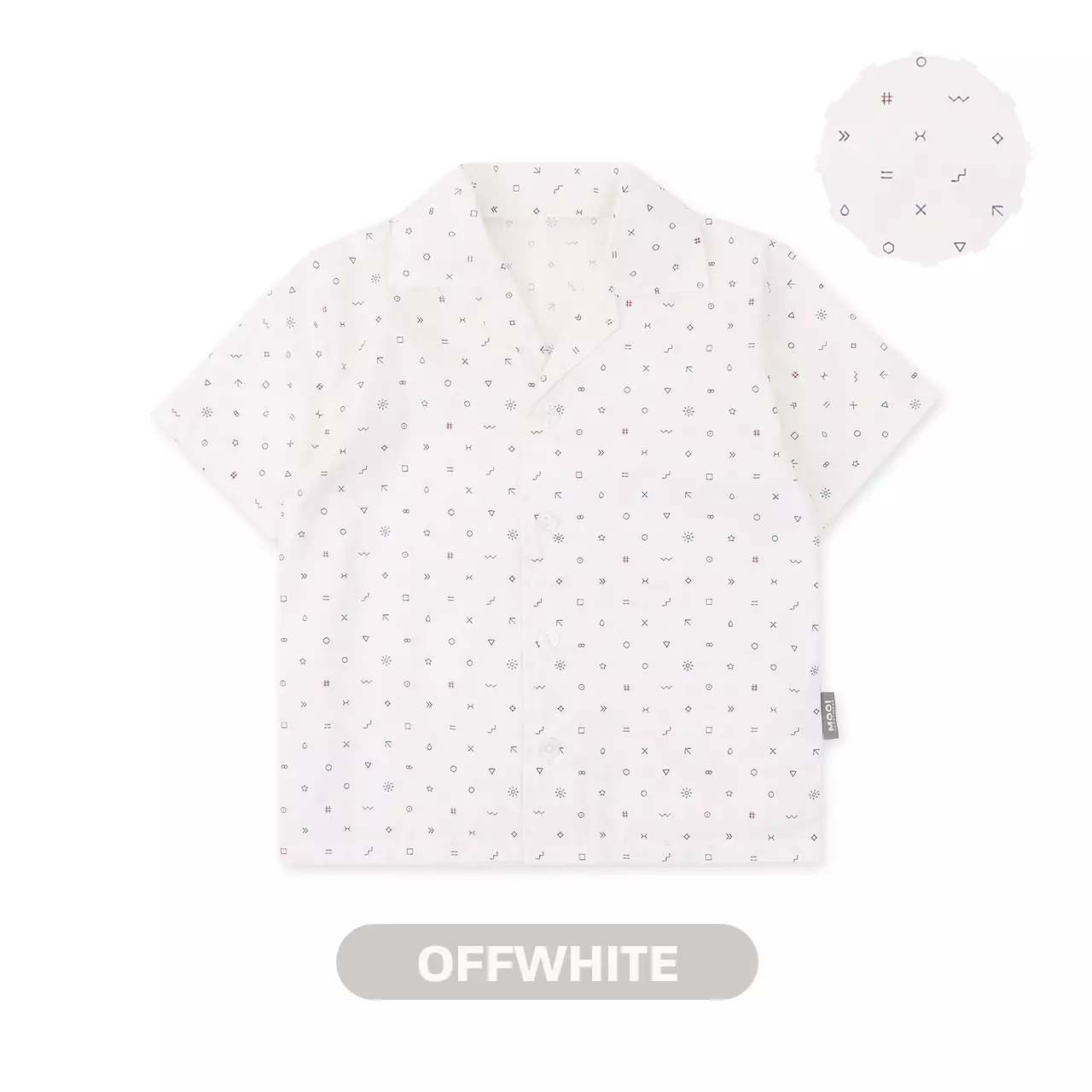 Mooi Kemeja Anak Laki - Laki Kemeja Katun Motif Gama Shirt - Off White