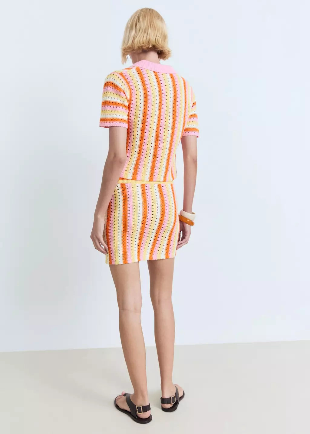 Rok crochet garis-garis dwi warna