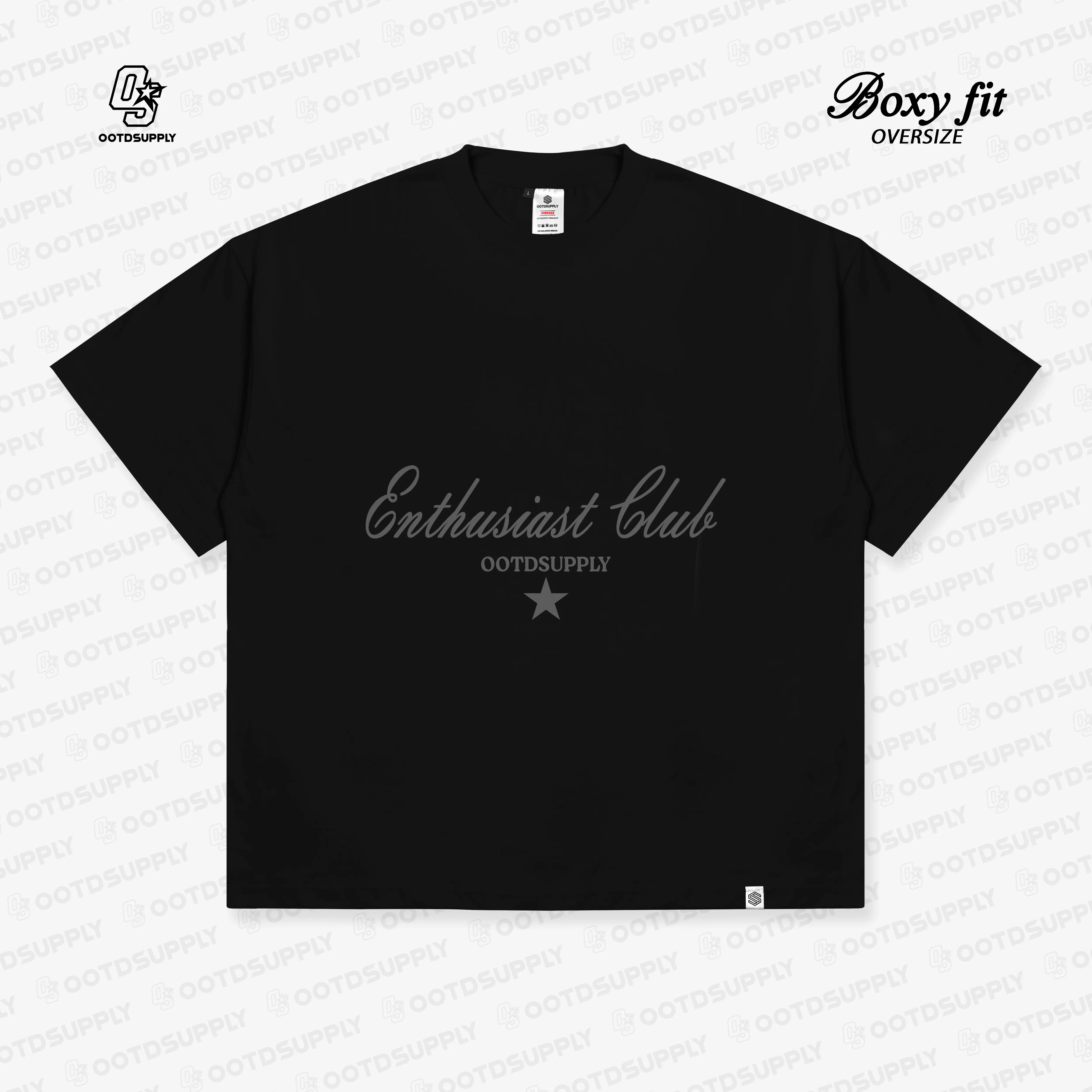 OOTDSUPPLY Boxy Fit Oversize Ethereal Black & Stone Grey l Tshirt Boxyfit l Kaos Boxy OVZB014