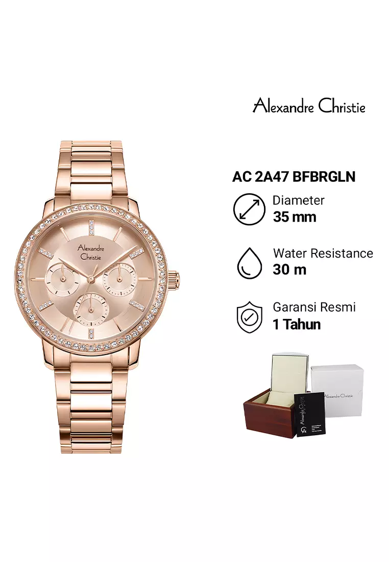 Alexandre Christie Jam Tangan Analog Wanita Rosegold Case Rosegold Dial - 2A47BFBRGLN