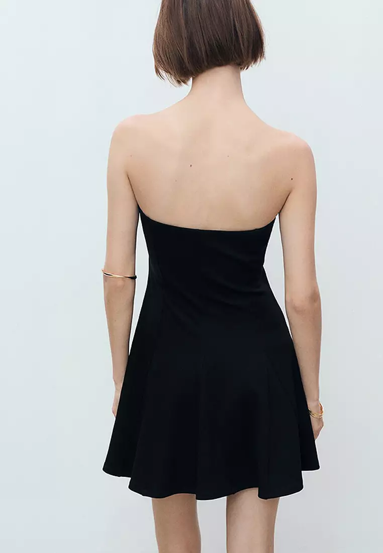 Short Strapless Dress With Pleats