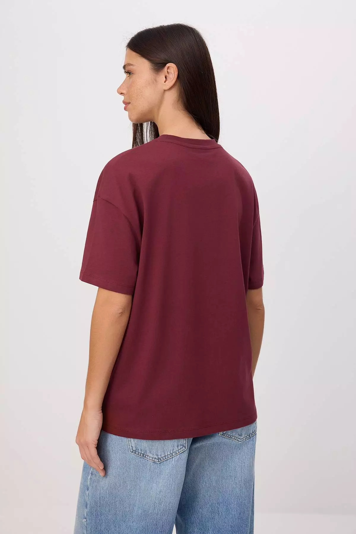 Burgundy Harry Potter Licensed Relaxed/Casual Fit Tok 100% Cotton Knitted T-Shirt Twoss26Ts00141