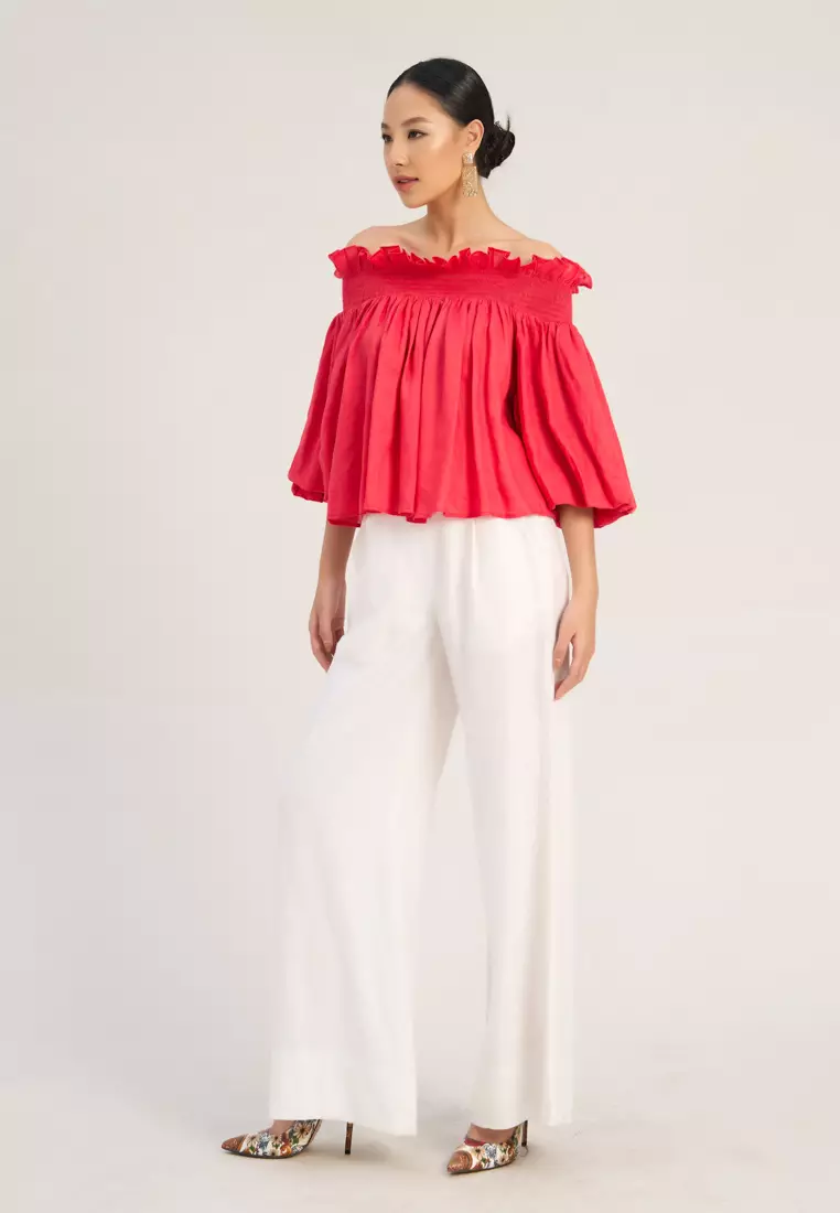 Fluorescent Pink Off-Shoulder Top