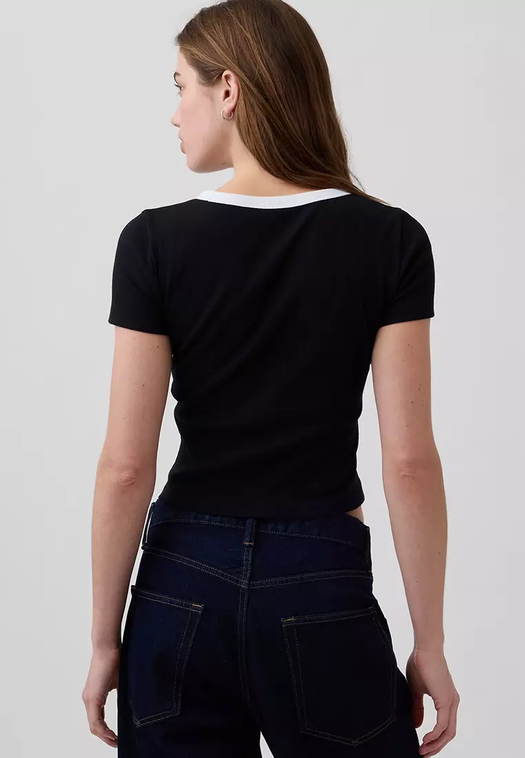 Ribbed Mini Logo T-Shirt