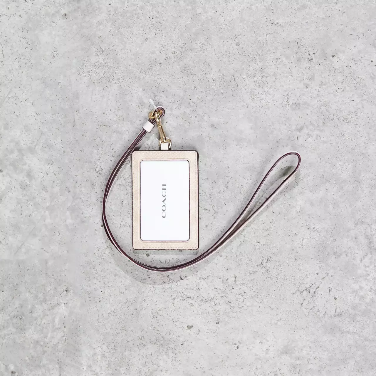 Lanyard COACH MONOGRAM IVORY WHITE BEIGE LANYARD CARD HOLDER 100% ORIGINAL