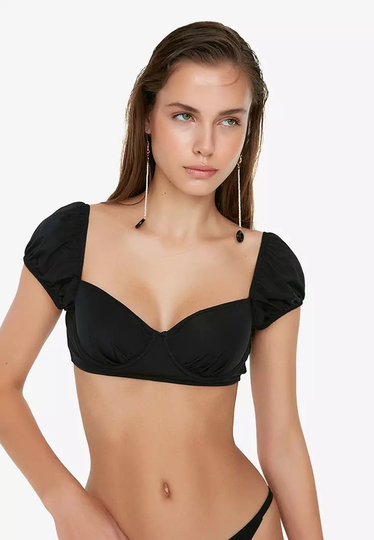 Elastic Half Sleeve Bikini Top
