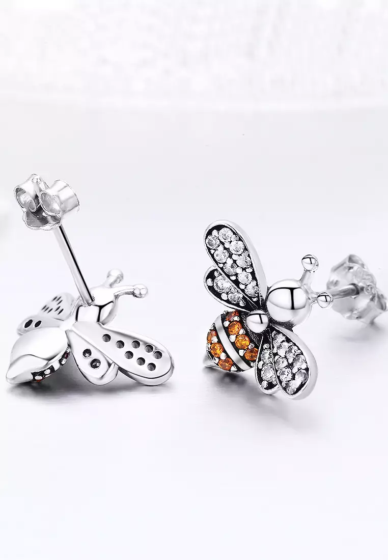 Solid 925 Sterling Silver Kayla Bee Stud Earrings