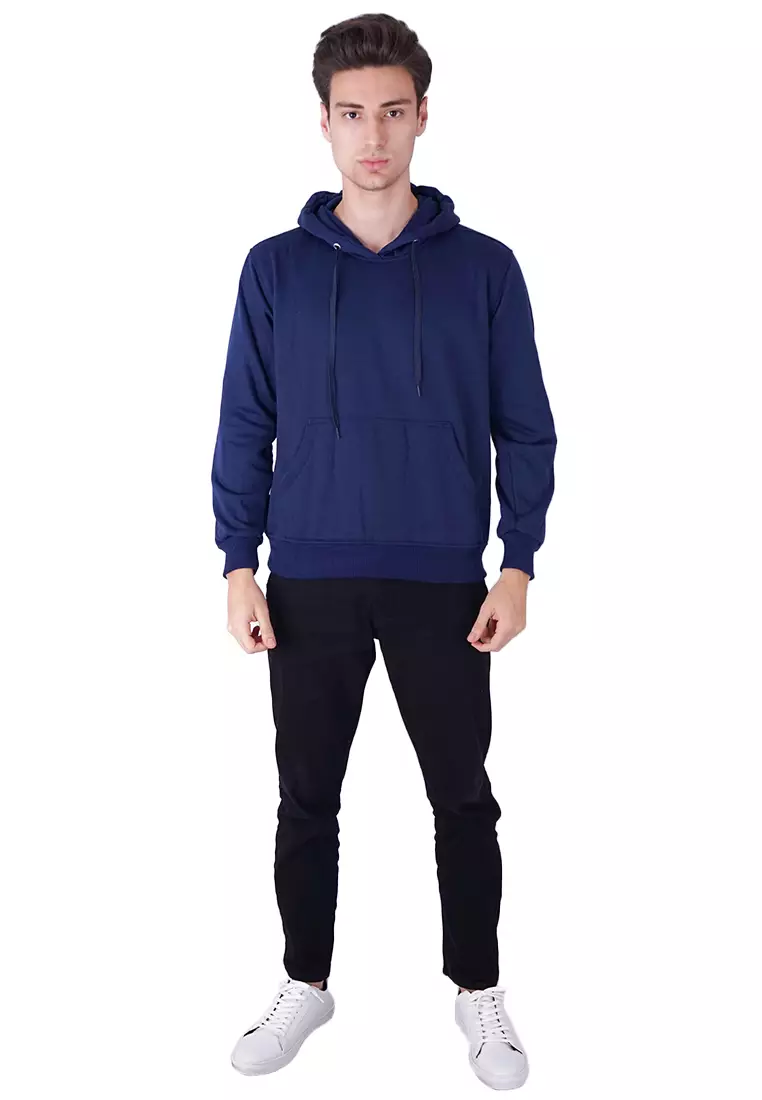 Jaket Polos Jumper Hoodie Sweater Warna Biru Dongker