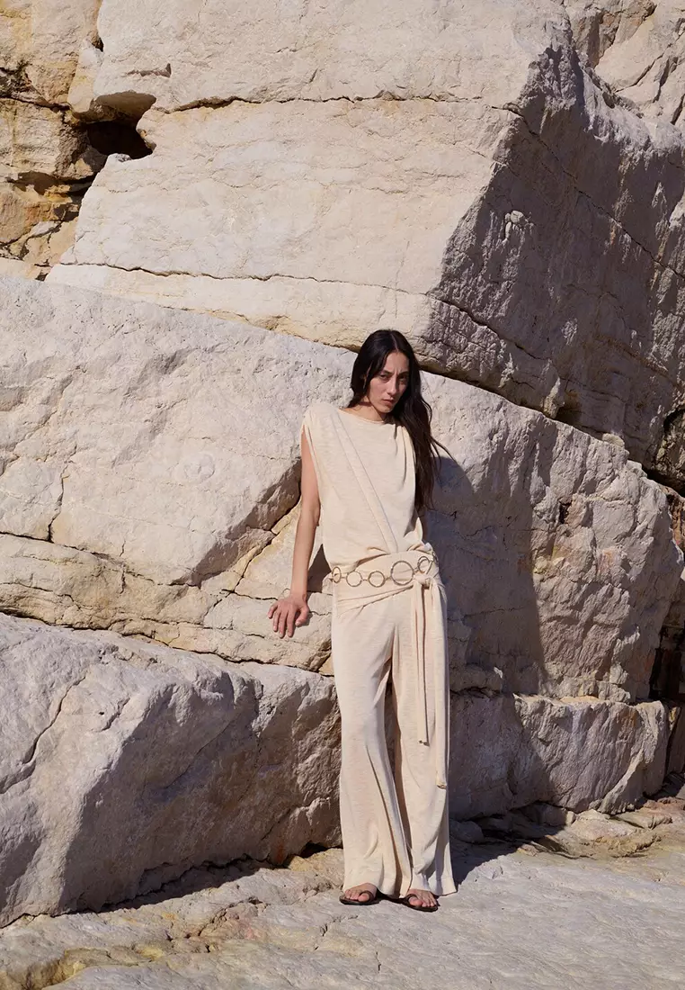 Fine Knit Trousers With Knot Detail