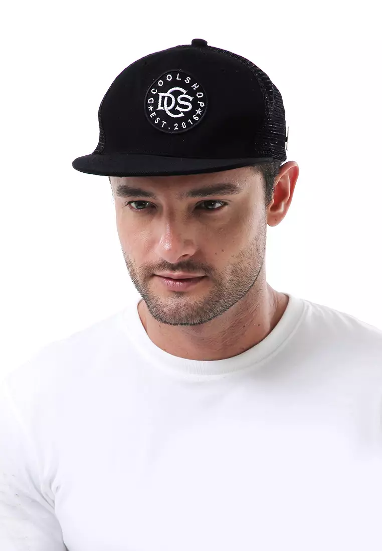 Yuma Topi Snapback Pria Desain Jaring Adjustable Strap Material Raffel ORIGINAL - Black