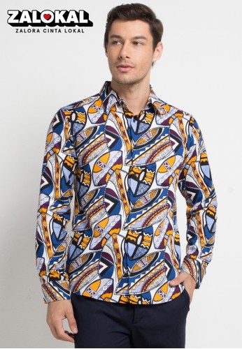 Jual Bateeq Long Sleeve Dobby Print Shirt Original Zalora