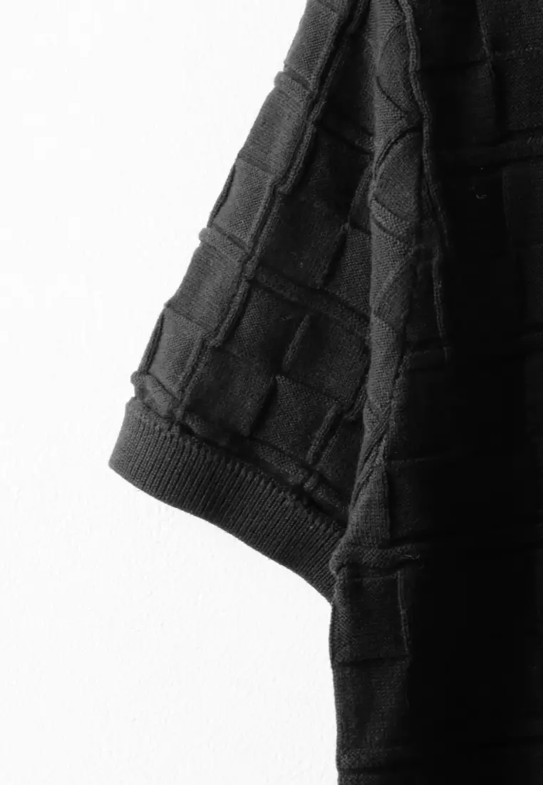 Kale Scott Black / Kaos Rajut Premium Pria Lengan Pendek Motif