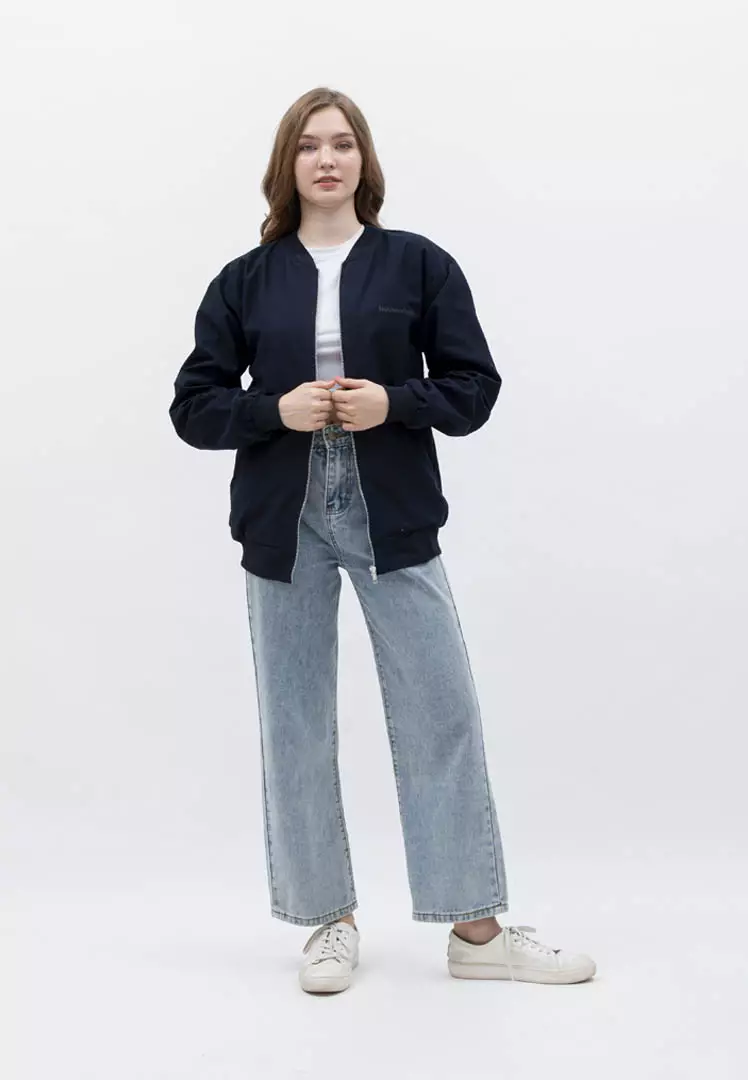 Houseofcuff Jaket Bomber Wanita Pria Unisex Polos Windbreaker Navy
