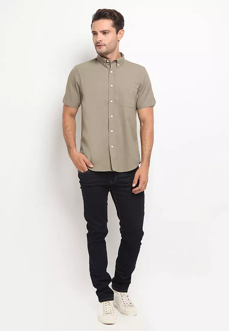 Jual A & D A & D Mms 0028 Men Shirt S/s Sage Green Original 2023