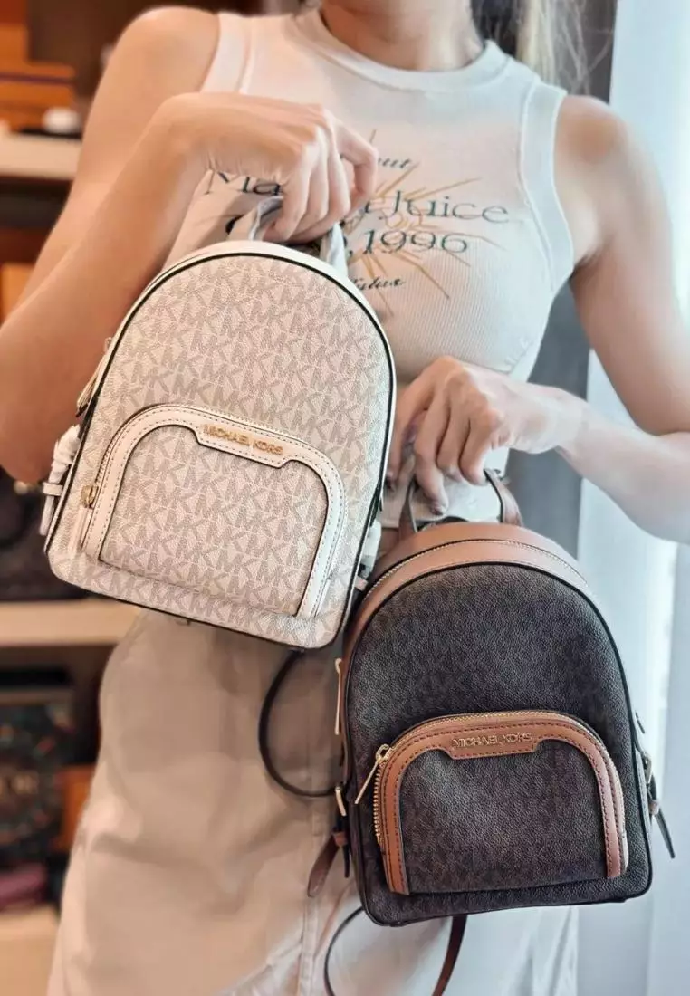 Michael Kors Jaycee XS Logo Backpack in Light Cream Michael Kors Jaycee XS Convertible Zip Pocket Backpack Bag  main image 4