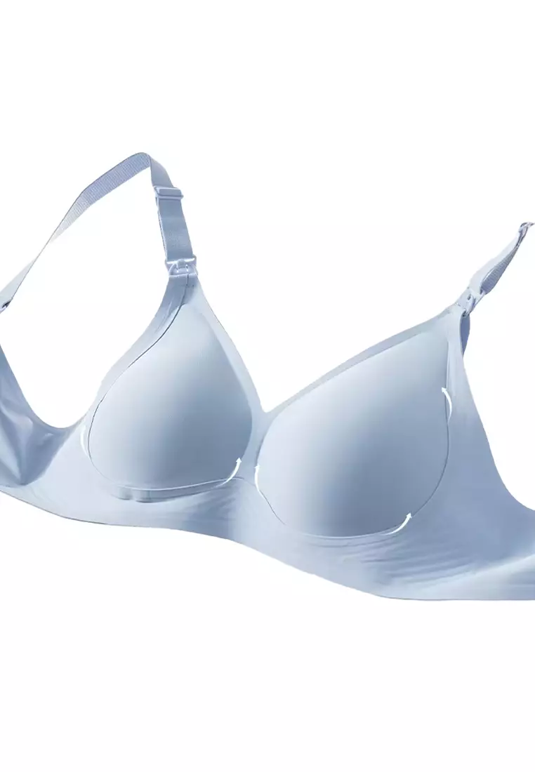 Light Blue 3D Water Drop Cup Antibacterial Seamless Nursing Bra