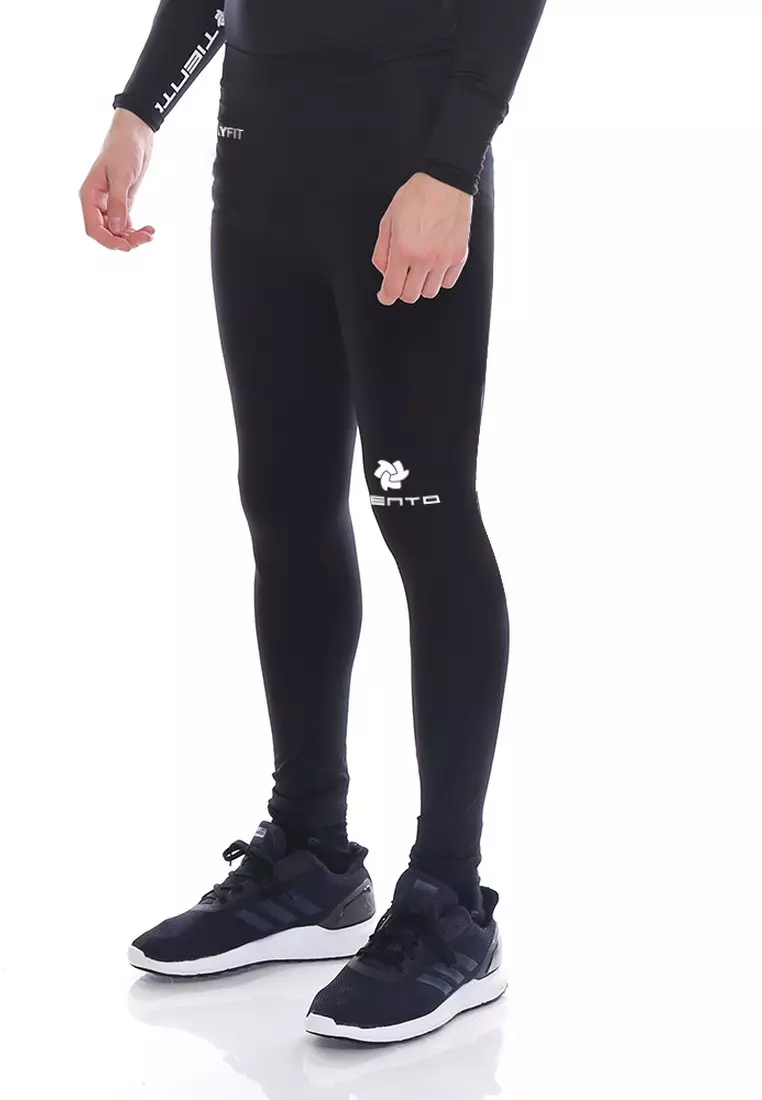Tiento Man Long Pants Black White Celana Legging Pria Olahraga Renang Sepakbola Lari Original