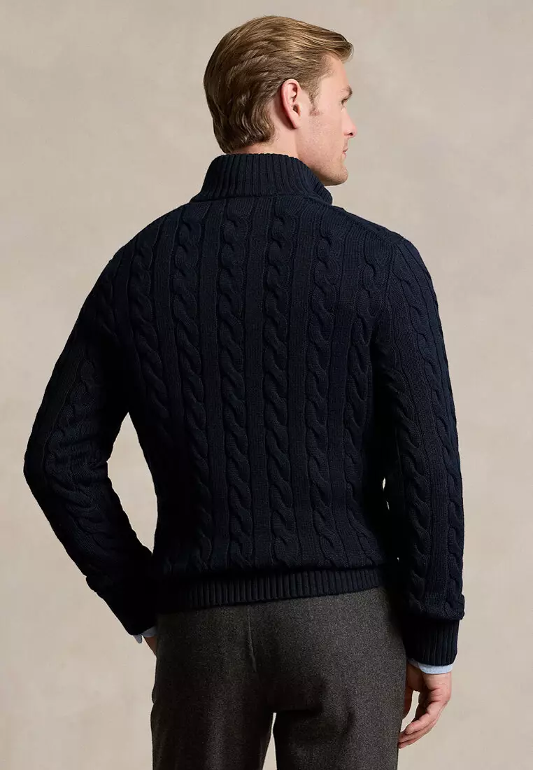 Cable-Knit Cotton Quarter-Zip Sweater