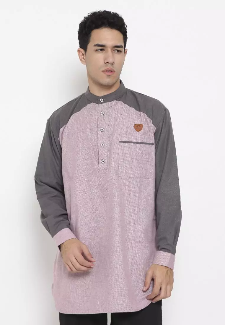 Zayidan Baju Koko Gamis Muslim Pria Zahir - Pink