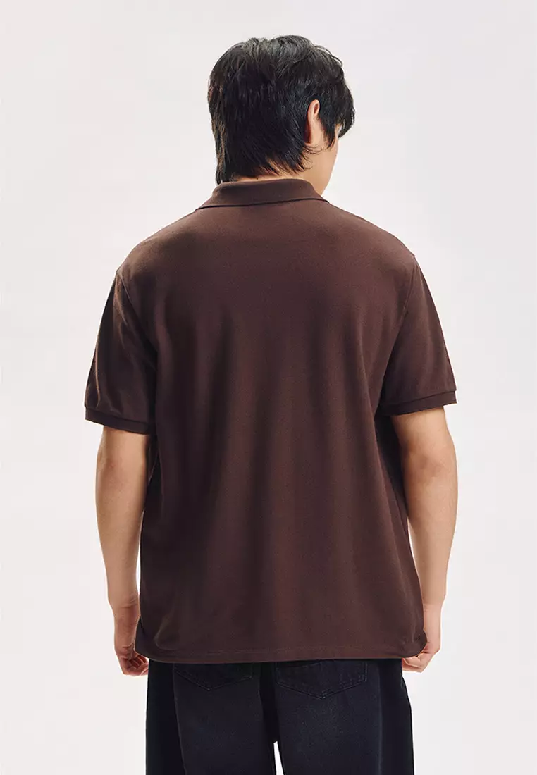 Relaxed Fit Polo with Crew Bear Patch Embroidery