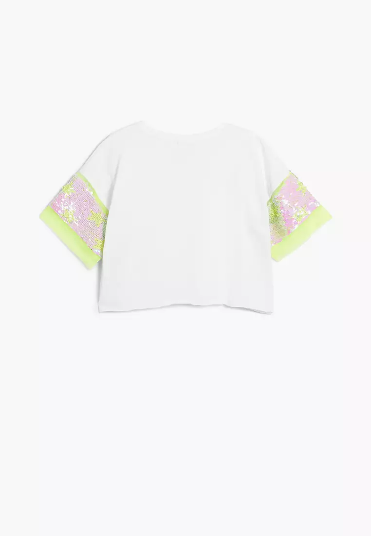 Short-sleeve sequin T-shirt