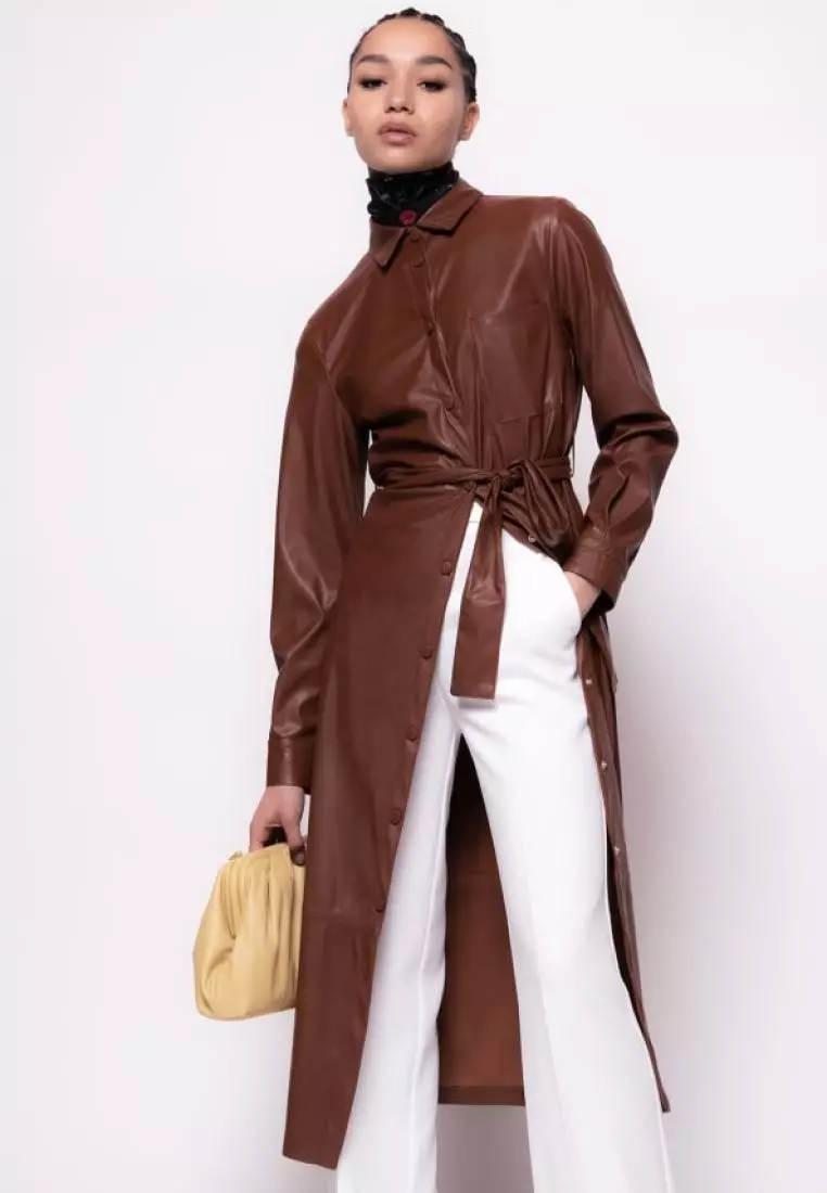 Leather look discount shirt dress