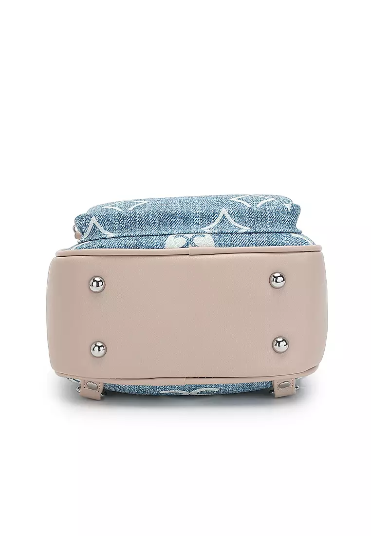 Women's Monogram Mini Backpack (Tas Ransel Wanita / Tas Punggung Wanita) - Biru