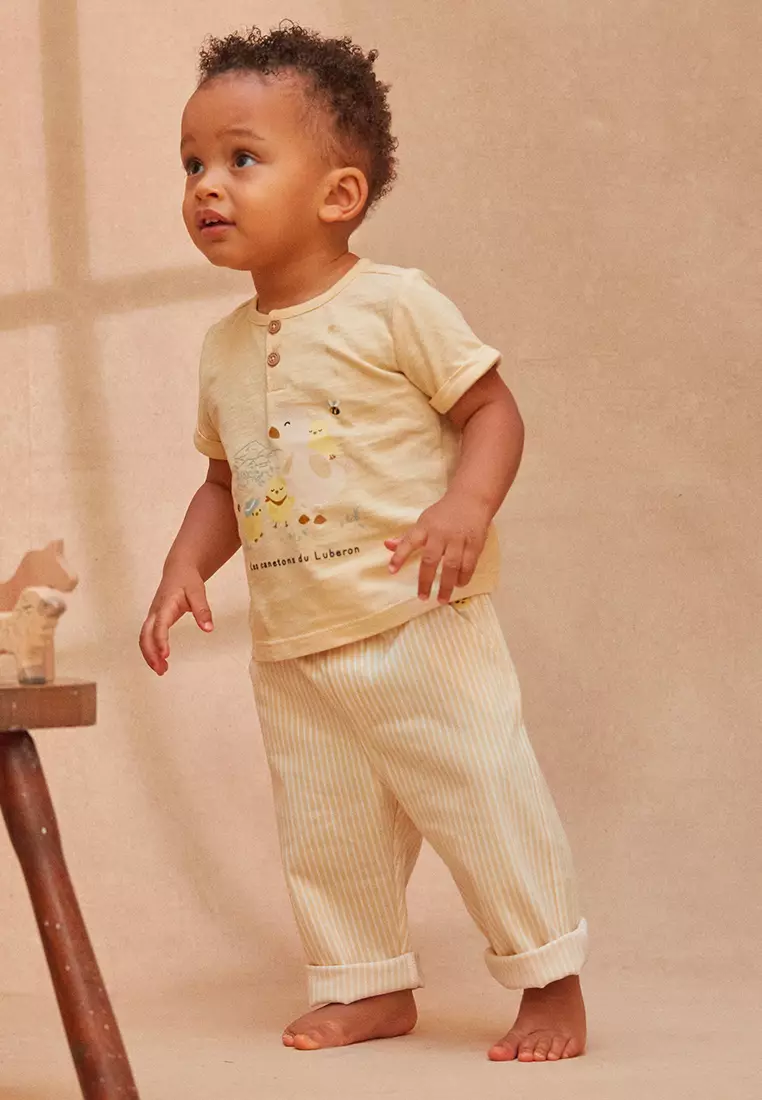 Buttery Yellow And White Striped Pants
