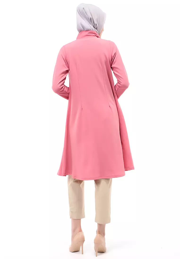 Elena Cardigan Polos Muslimah Atasan Wanita Relaxed Fit - Pink