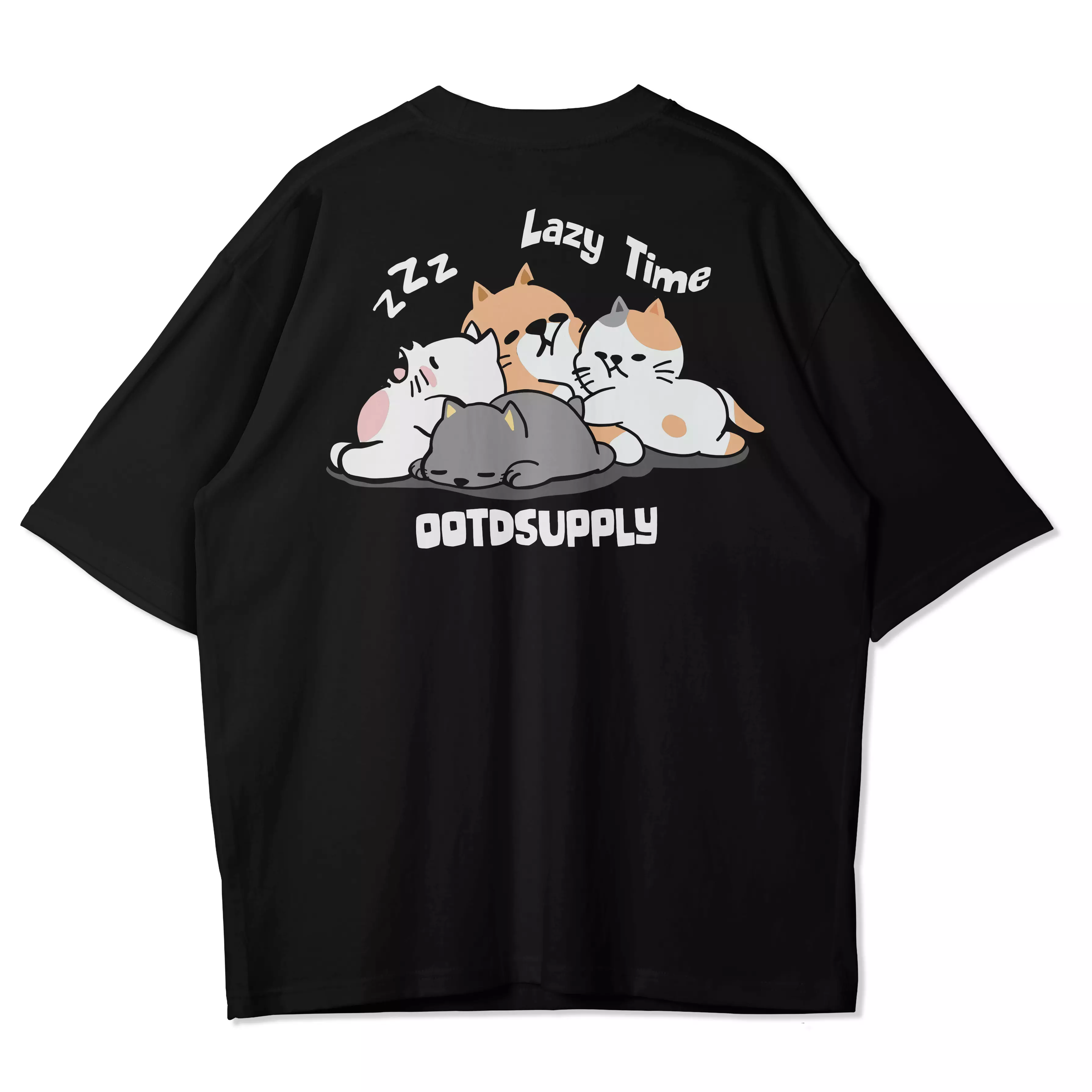 OOTDSUPPLY Oversized Tshirt Lazy Time I Oversize Pria & Wanita