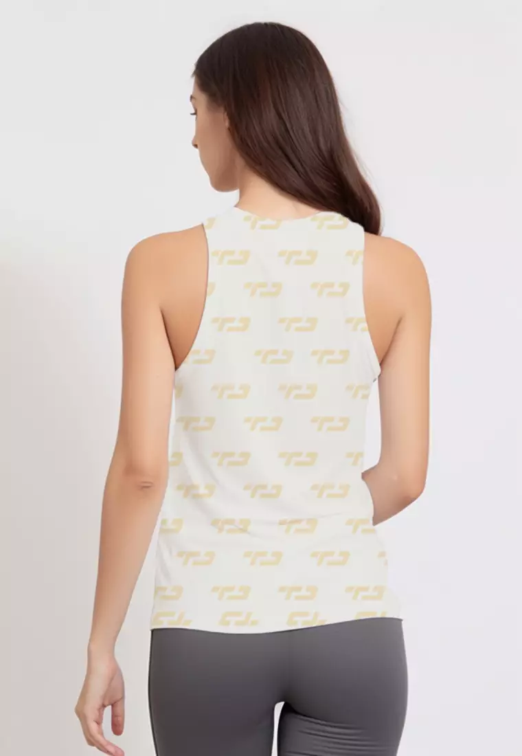 LSB67 baju olahraga drifit kutung Td vanilla ice cream tank top beige pastel putih krem biru muda