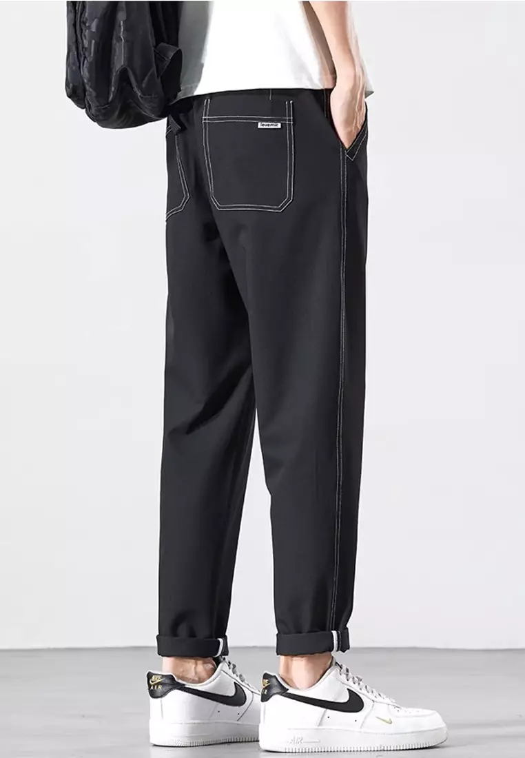 彈性腰圍修身長褲