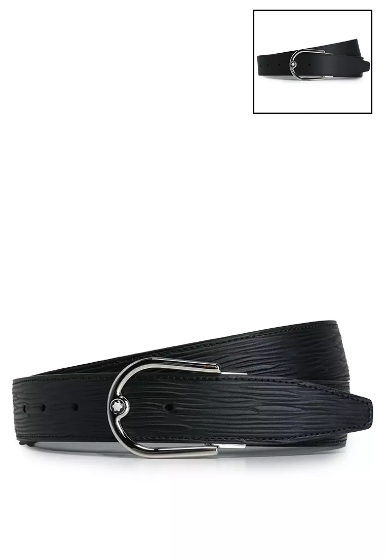 Horseshoe Buckle Printed Reversible Leather Belt 35mm (tr)