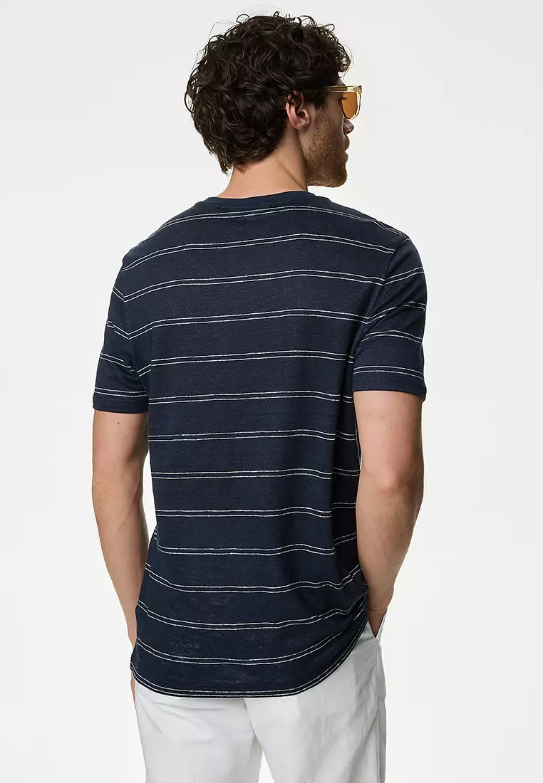 Pure Linen Striped T-Shirt