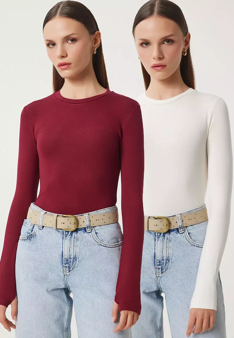 Crew Neck Long Sleeves Top 2-Pack