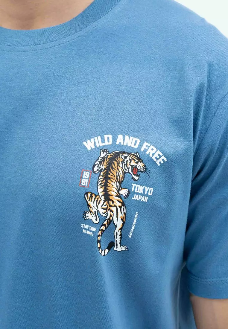Houseofcuff T-shirt Kaos Motif Wild Pendek Steel Blue Size S-4XL