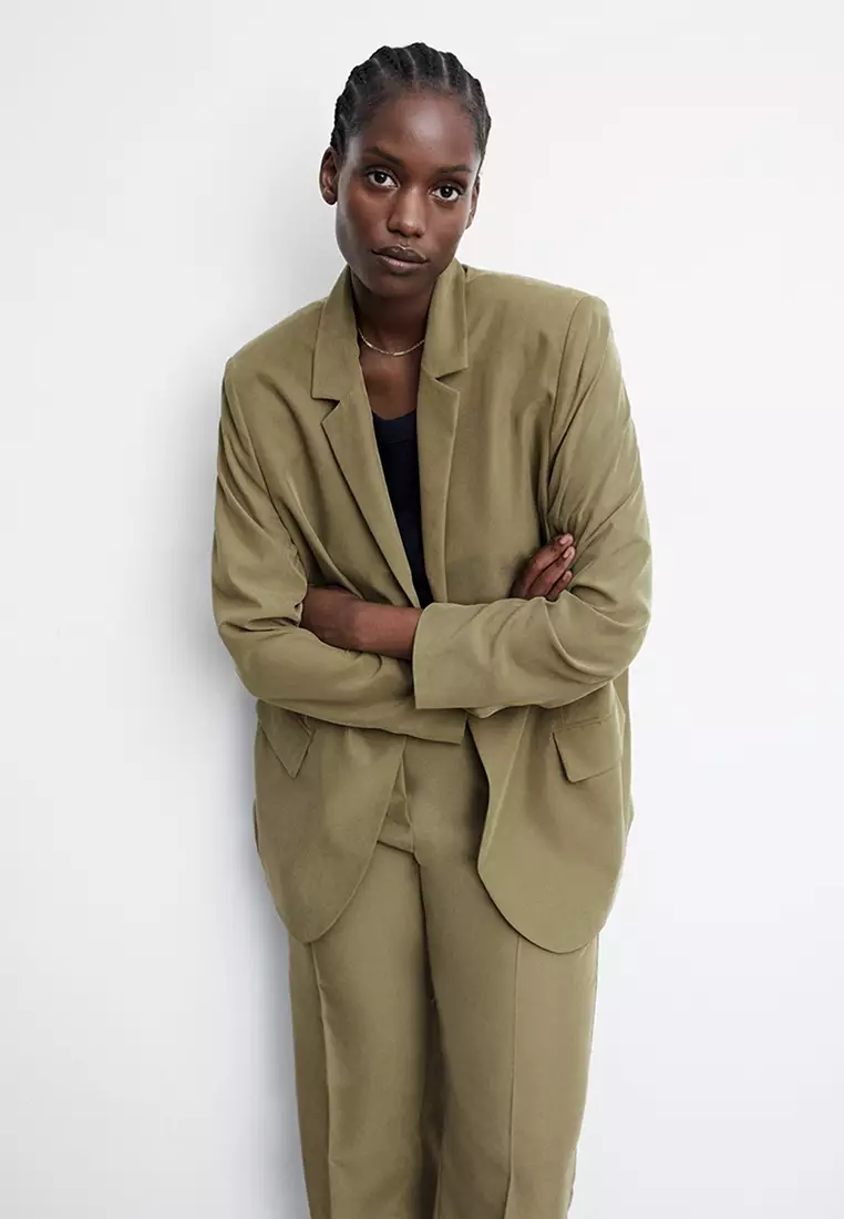 Khaki on sale oversized blazer