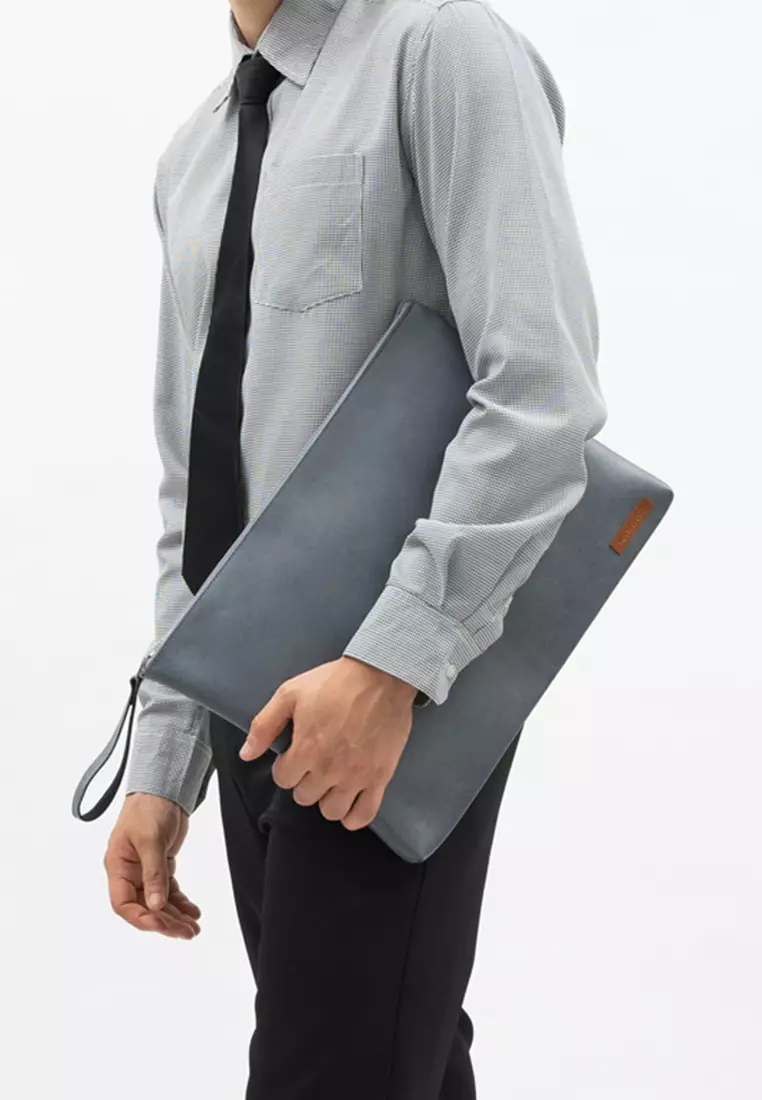 Houseofcuff Clutch Pria Tas Tangan Unisex Abu-Abu Model Polos Zipper