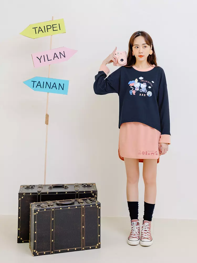 KITTY環島台灣系列．抗UV側開衩前短後長短裙《KB1434》