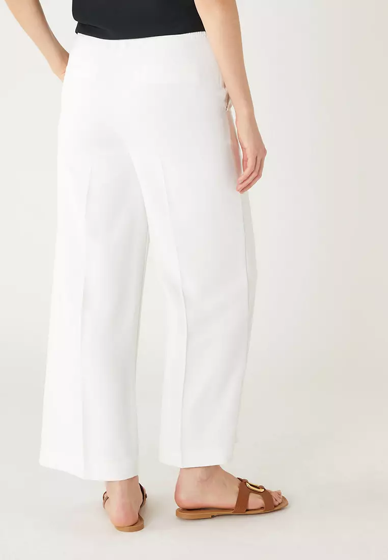Crepe Wide Leg Cropped Trousers