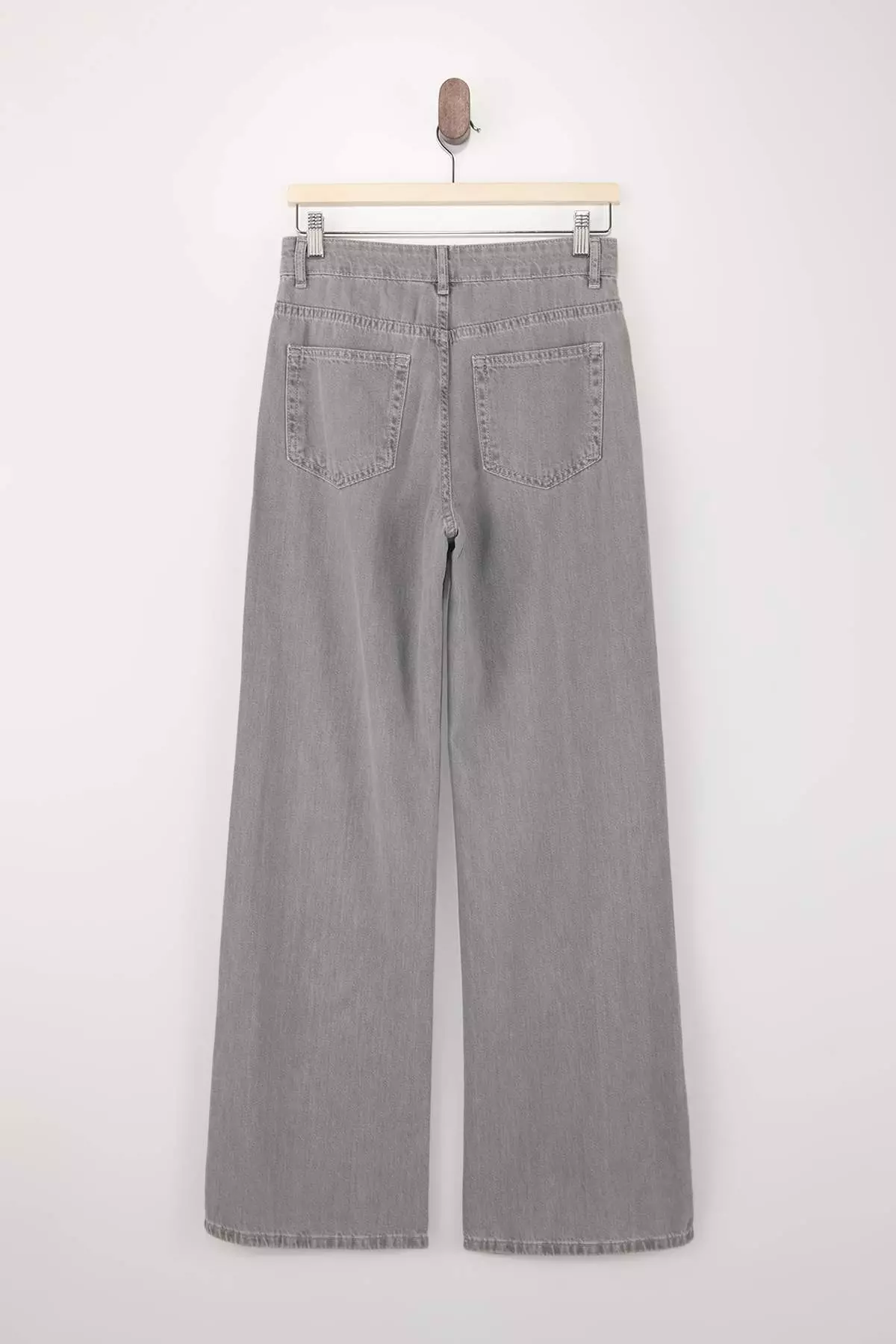 Gray Dumped High Waist Seasonal 1% Cotton Long Length Wi Wide Leg Eans Twoss26Je127