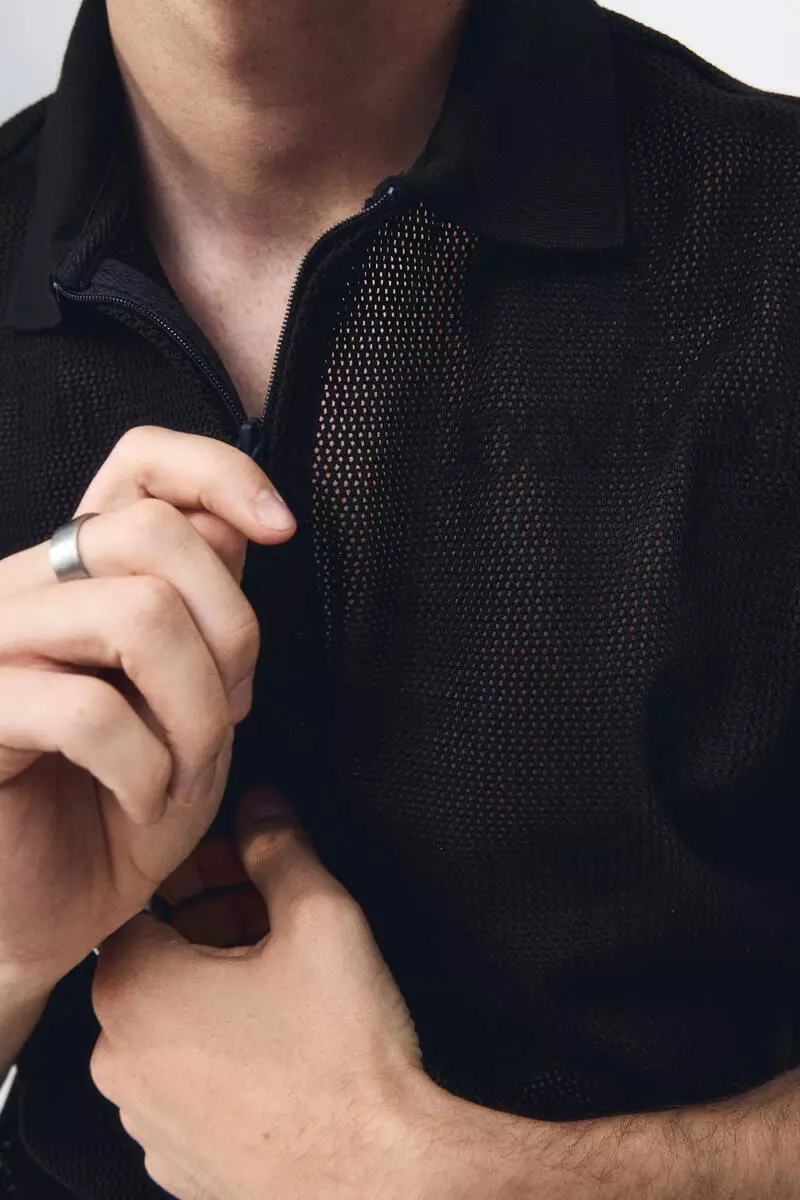 Regular Fit Hole-knit polo shirt