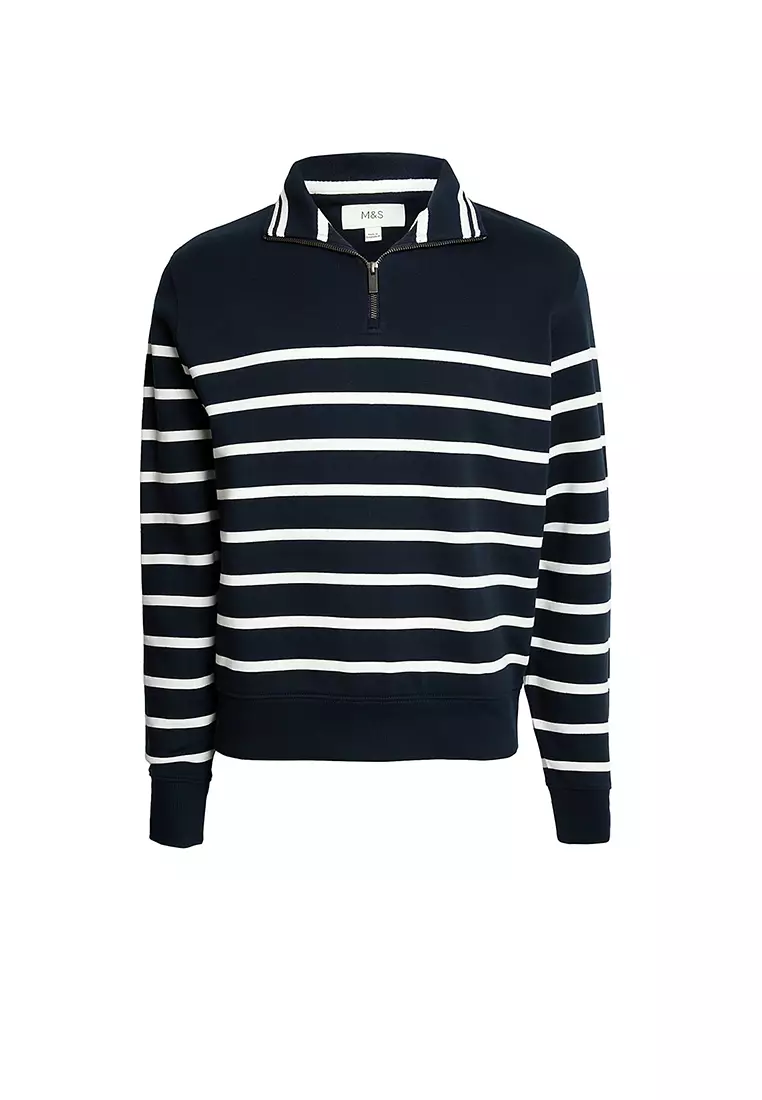 Pure Cotton Striped Sweatshirt